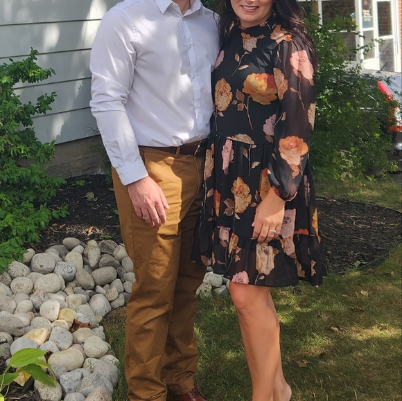 Gabby Skye Floral Mockneck Trapeze Dress - Picture 3 of 3